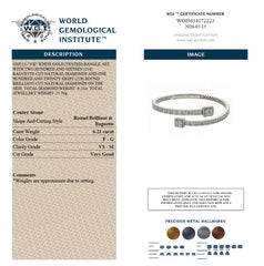 WGI 6.21Ct Natural Baguette & Round Diamond Designer Bangle 9k White Gold Ready To Ship
