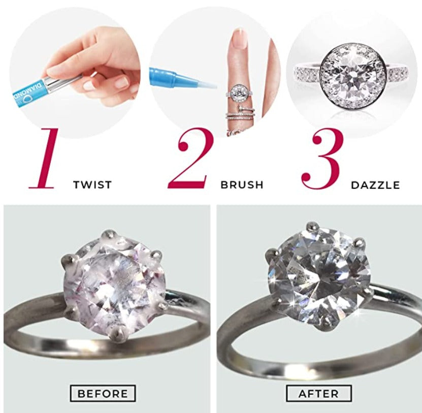 Before and after diamond ring cleaning result