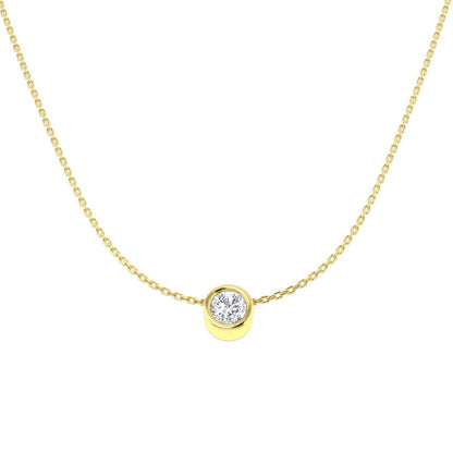 Certified Lab Grown Round Diamond Pendant in Bezel Setting – 18K Yellow Gold UK Made