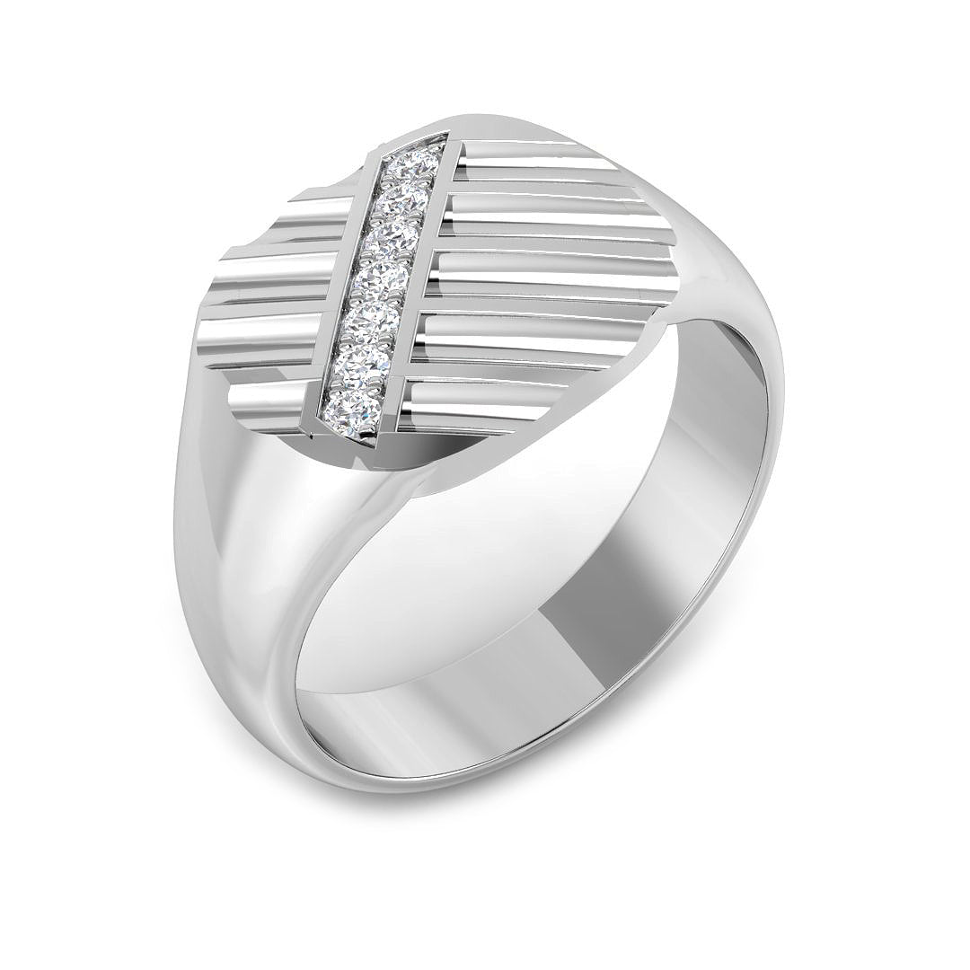 Men’s diamond signet ring with vertical diamond row
