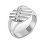 Men’s diamond signet ring with vertical diamond row
