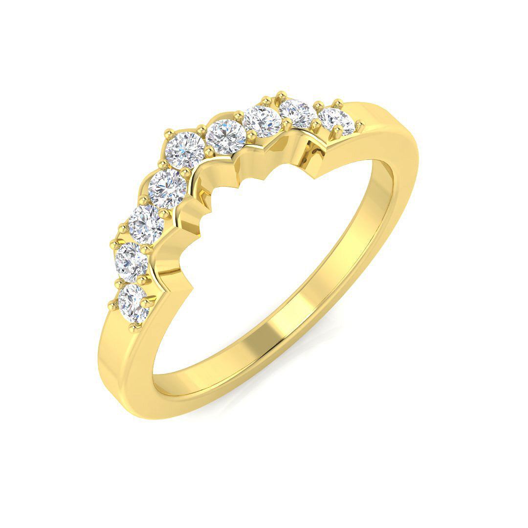 Bold V shape diamond wishbone wedding ring
