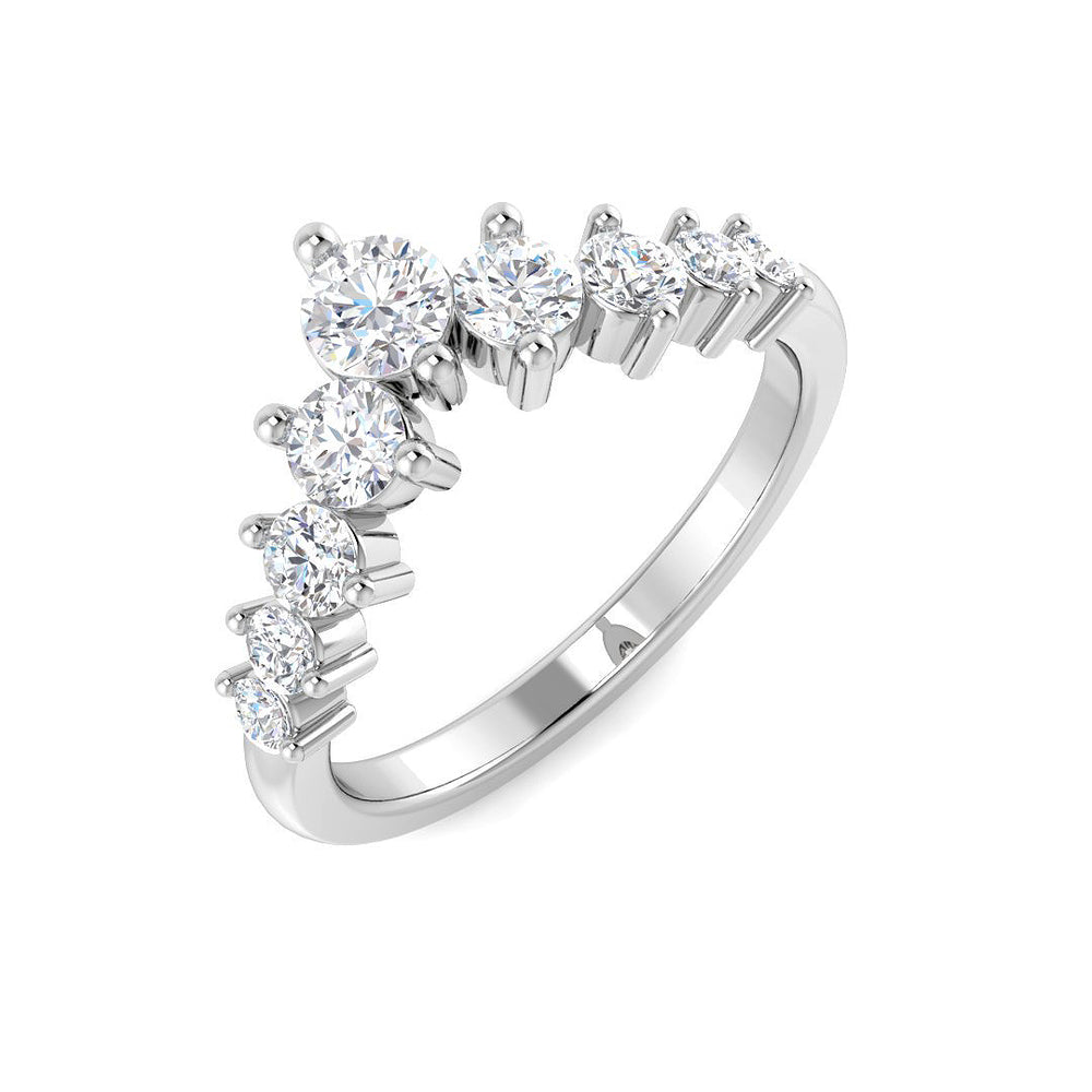 Bold graduated diamond wishbone ring