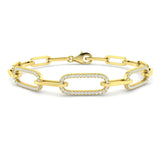 Pave Accent Diamond Link Bracelet with Lobster Clasp