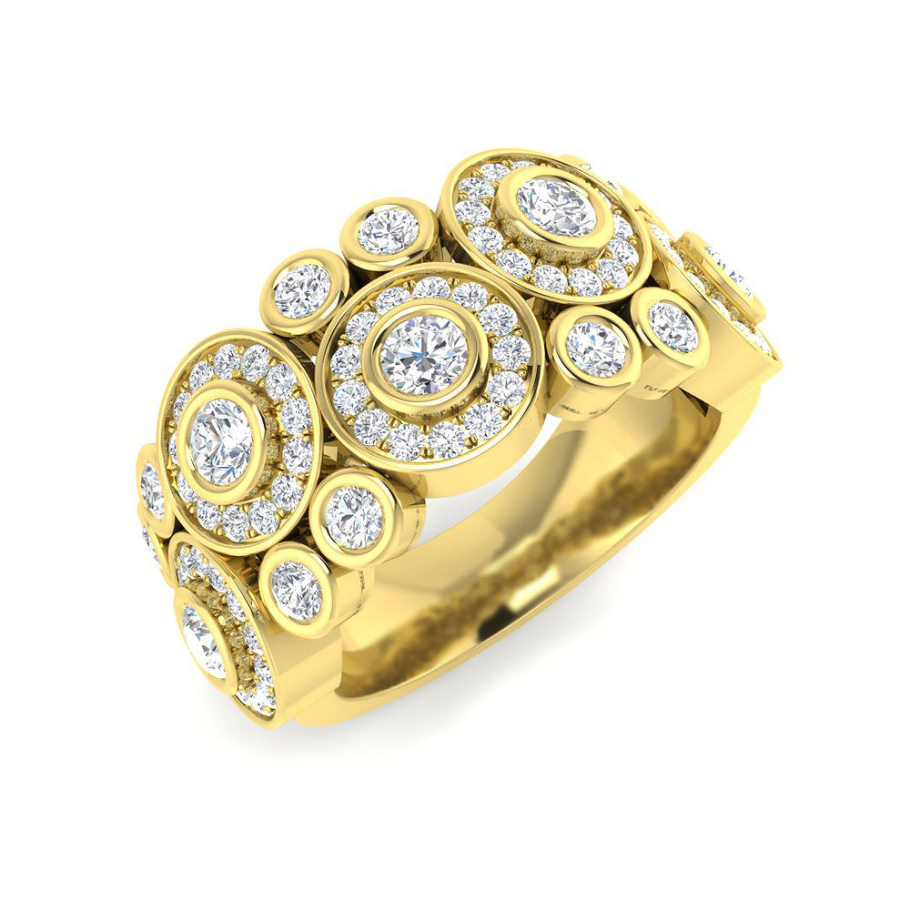 Bubble Ring with Bezel Set Lab Grown Diamonds  In Yellow Gold