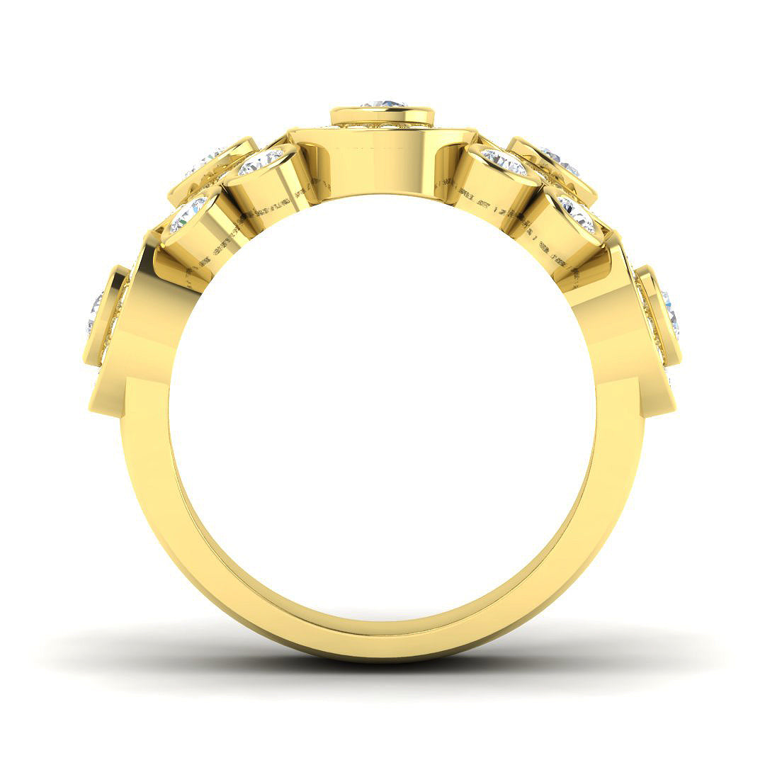 Bubble Ring with Bezel Set Lab Grown Diamonds  In Yellow Gold