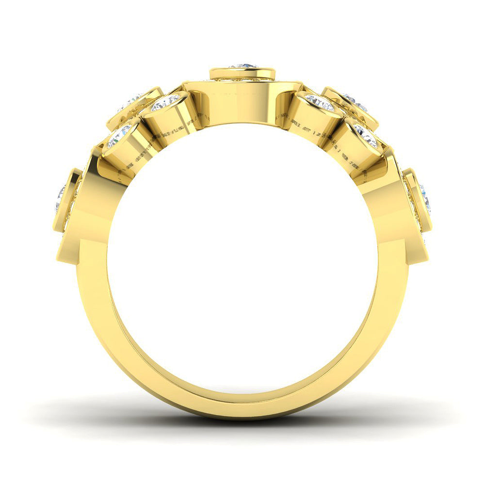 Bubble Ring with Bezel Set Lab Grown Diamonds  In Yellow Gold