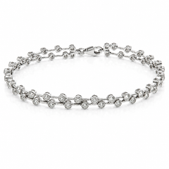 WGI 3.00ct Natural Diamond 2 Row Bezel Set Bracelet in 9K White Gold Ready To Ship