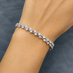 WGI 3.00ct Natural Diamond 2 Row Bezel Set Bracelet in 9K White Gold Ready To Ship