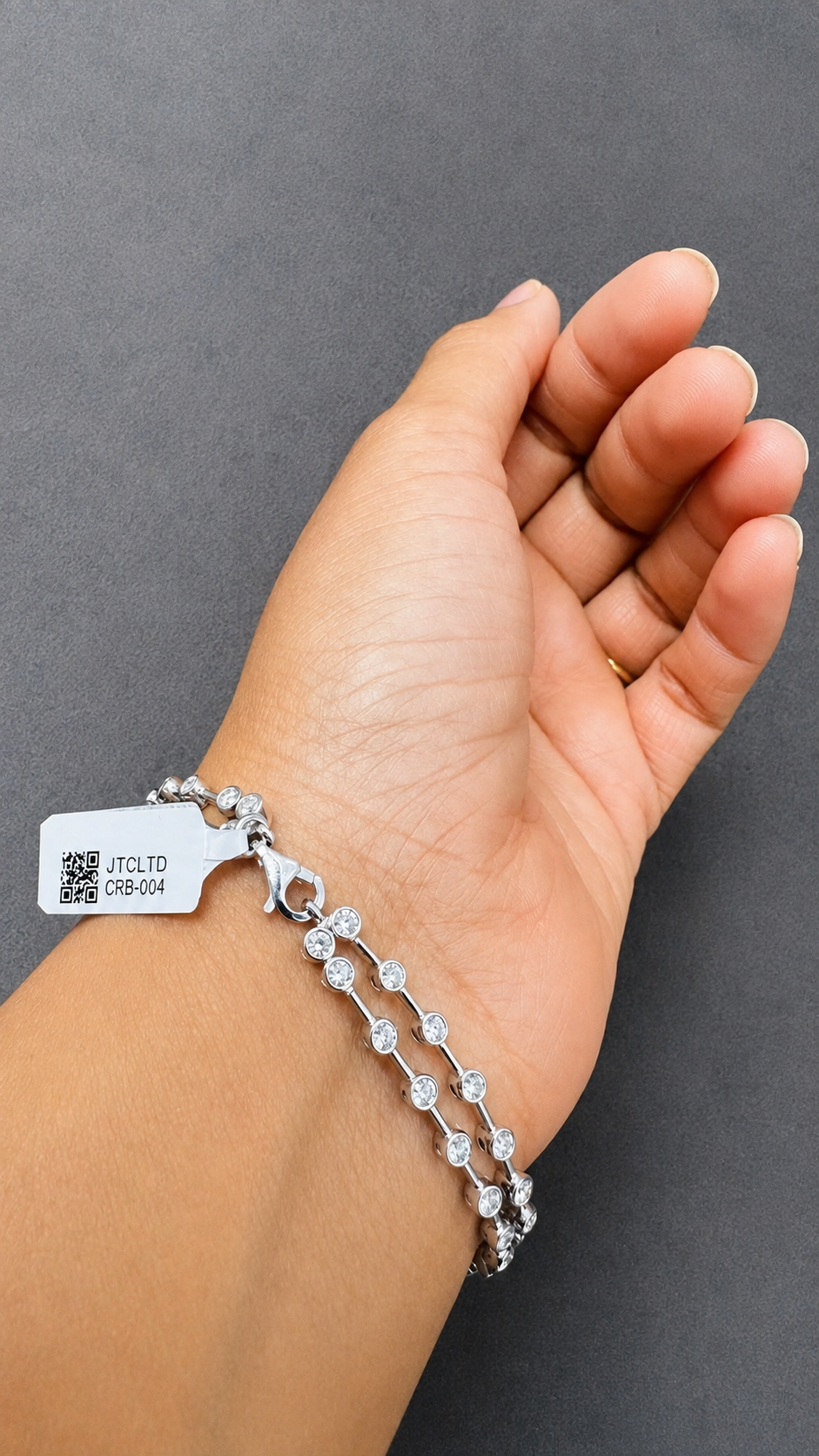 WGI 3.00ct Natural Diamond 2 Row Bezel Set Bracelet in 9K White Gold Ready To Ship
