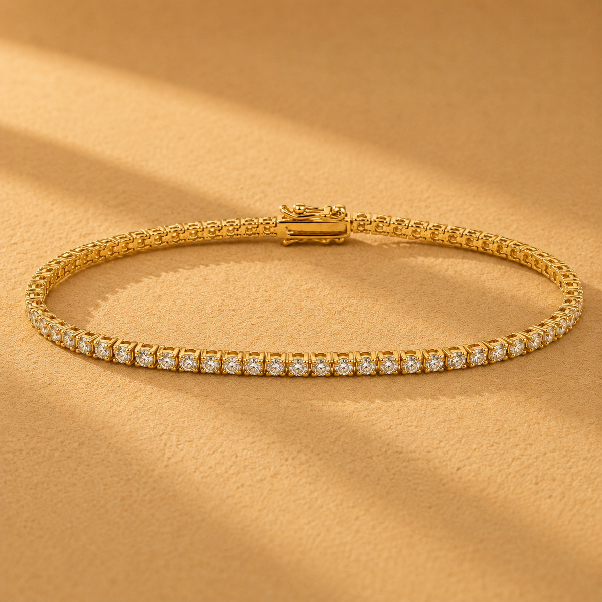 WGI 2.25Ct Natural Round Diamond Tennis Bracelet 9k Yellow Gold Ready To Ship