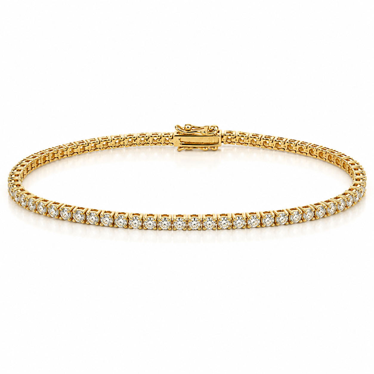 WGI 2.25Ct Natural Round Diamond Tennis Bracelet 9k Yellow Gold Ready To Ship