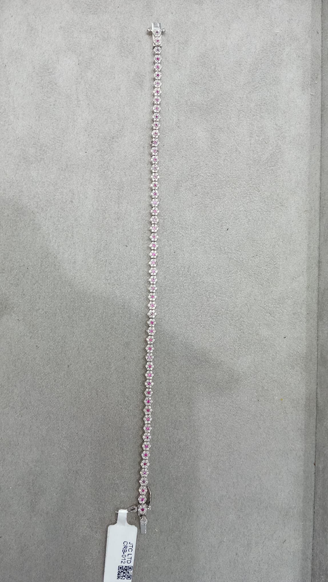WGI 1.49ct Natural Ruby & Diamond Cluster Bracelet, 9K White Gold Ready To Ship
