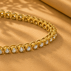 WGI 2.75Ct Natural Diamond Tennis Bracelet, 9K Yellow Gold Ready To Ship