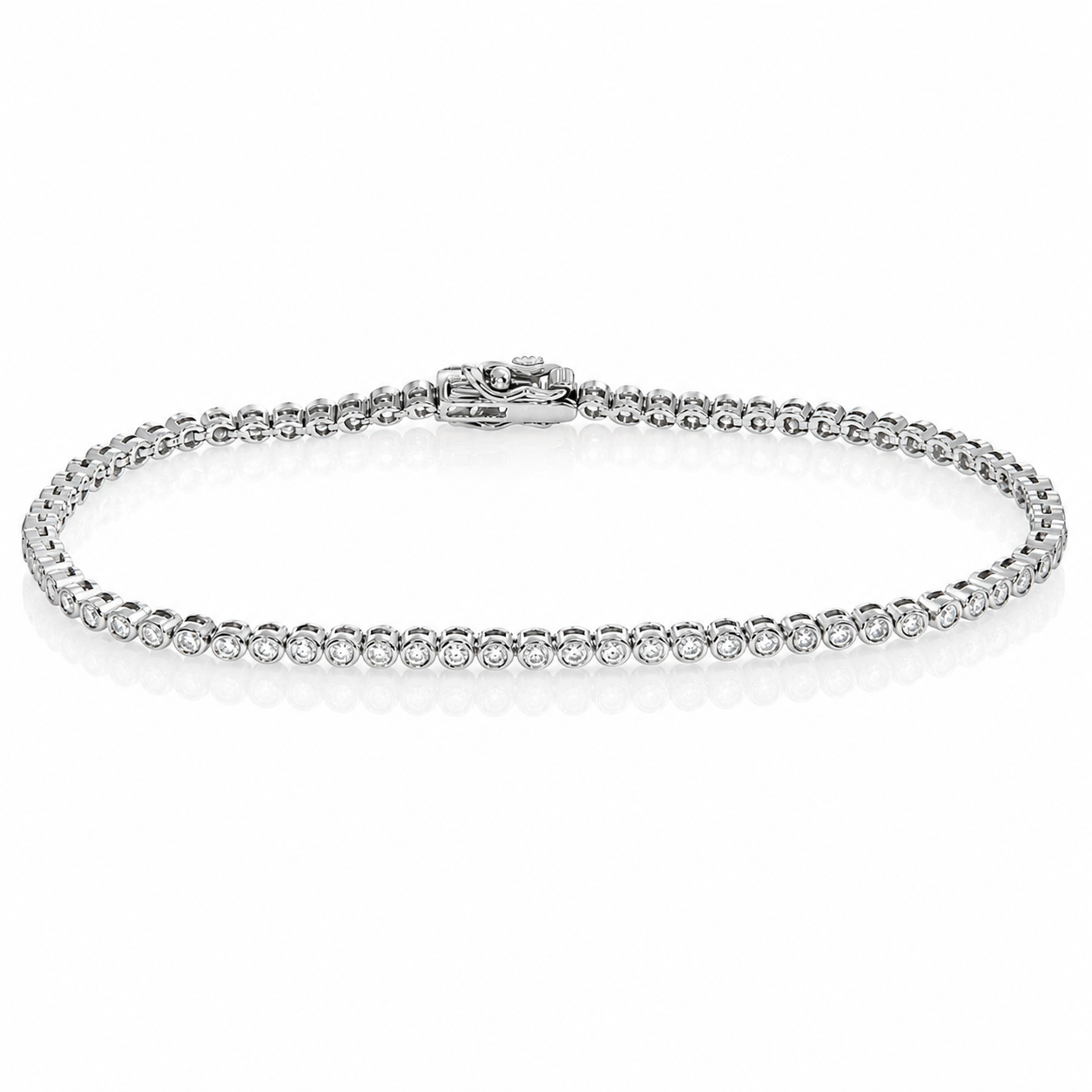 WGI 2.25Ct Lab Grown Round Diamond Tennis Bracelet 925 Sterling Silver Ready To Ship
