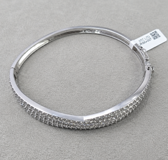 WGI DE/VS-SI 8.15Ct Natural Round & Baguette Diamond Bangle Platinum Ready To Ship