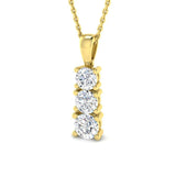 Certified Round Lab Grown Diamond Drop Pendant Necklace – 9K Yellow Gold UK Made