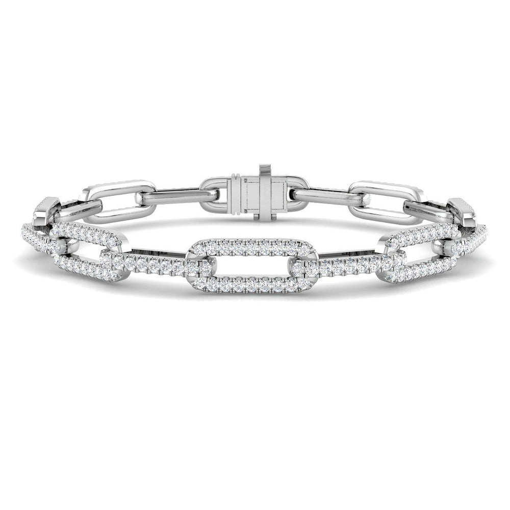 Close Up Pave Set Lab Grown Diamond Bracelet, Modern Paperclip Chain Lab Diamond Bracelet, Sustainable Lab Grown Diamond Jewellery Bracelet