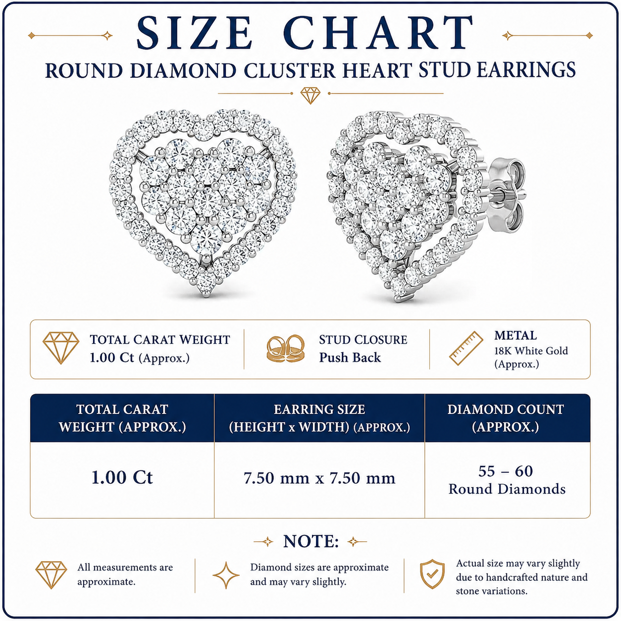 1.00 Carat Natural/Lab Grown Diamond Cluster Earring In 9K/18K Hallmarked Gold