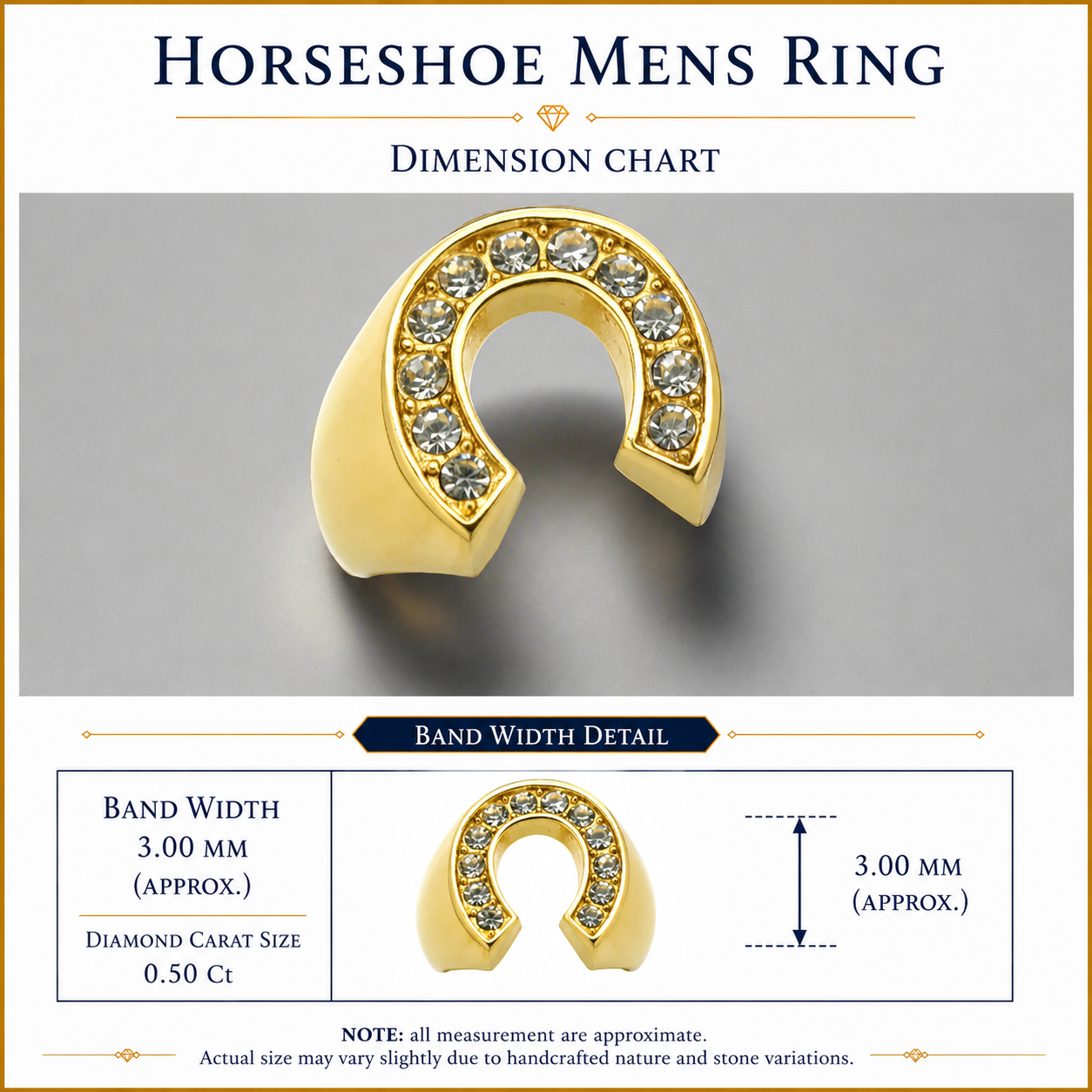 Horseshoe Diamond Ring | 9K Gold | Lab-Grown & Natural