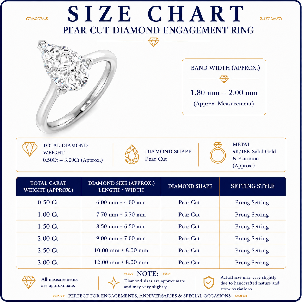 Pear Cut Natural & Lab Grown Diamond Solitaire Ring – Elegant Prong Setting