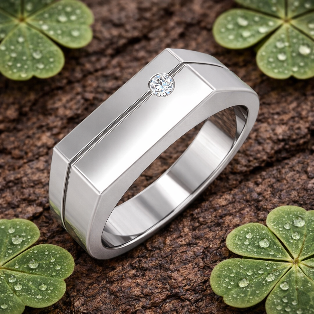 Lab-Grown Round Cut Men's Diamond Ring | 0.10ct | Hallmarked Gold & Platinum