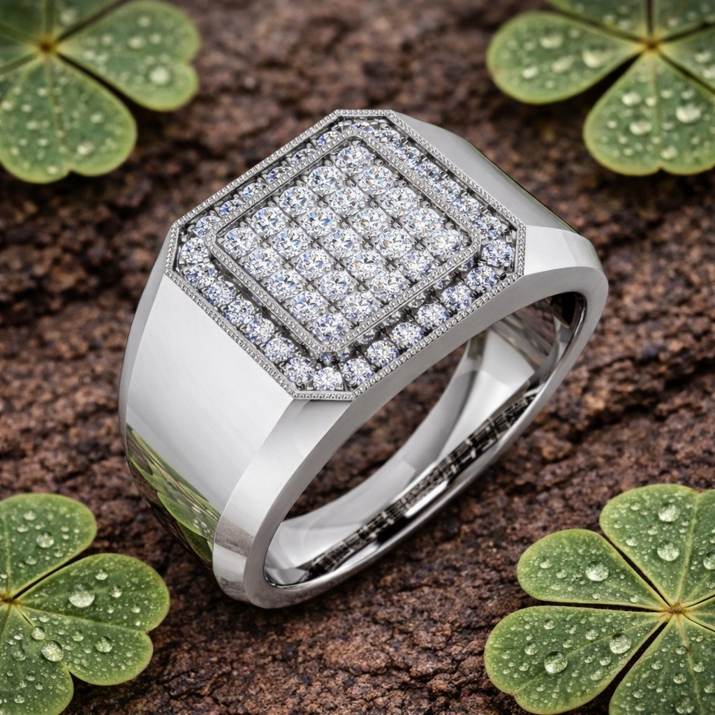 Lab-Grown Round Cut Diamond Signet Ring | 0.50ct | Hallmarked Gold & Platinum