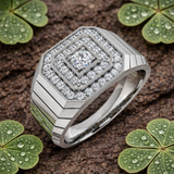Men's Octagonal Pave Diamond Ring | 0.75ct | Hallmarked Gold & Platinum