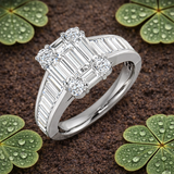 Baguette & Round Diamond Cluster Engagement Ring | 1ct - 2ct