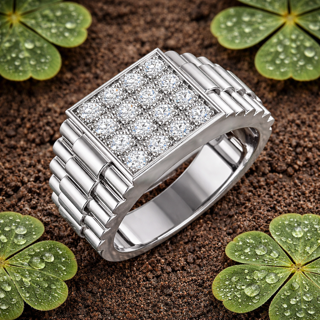 Men’s Square Cluster Diamond Ring | Bold Signet Design | 0.25ct - 0.5ct