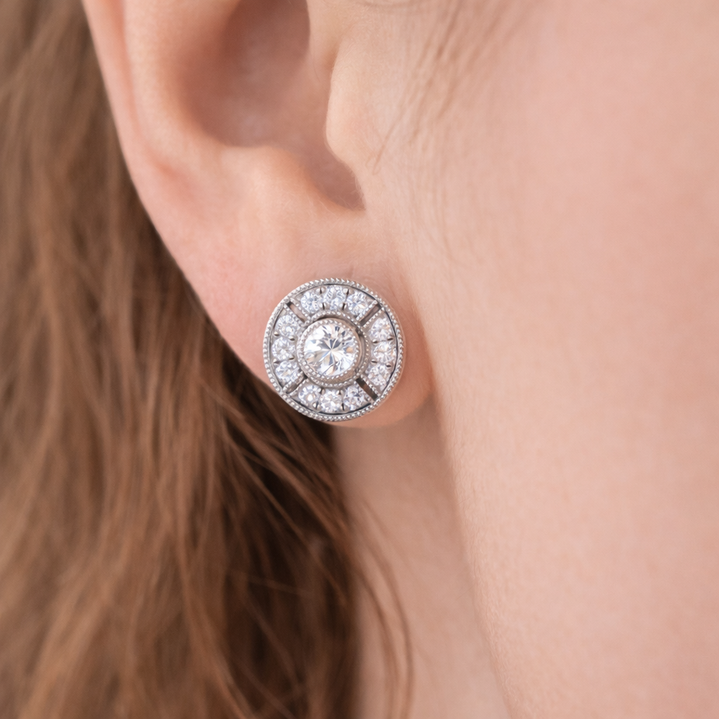 Elegante Vintage-Ohrstecker mit runden Diamanten | 0,50–3,00 ct