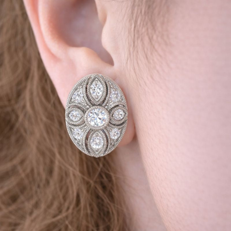 Vintage-Ohrstecker mit runden Diamanten im Art-Deco-Stil | Labor- und Naturdiamanten