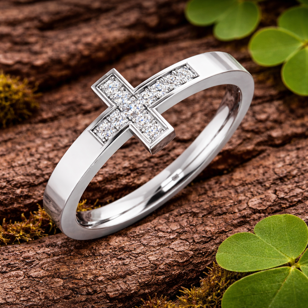 Diamond Cross Ring | 0.1 Carat | Lab-Grown & Natural Diamonds