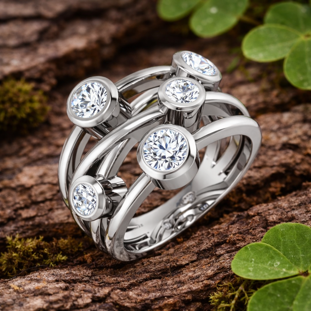 Diamond Bubble Swirl Ring | 0.5 Carat | Lab-Grown & Natural Diamonds