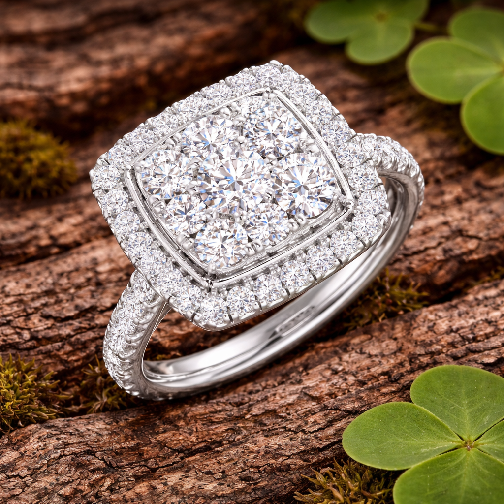Diamond Square Cluster Ring | 1 Carat | Lab-Grown & Natural Diamonds