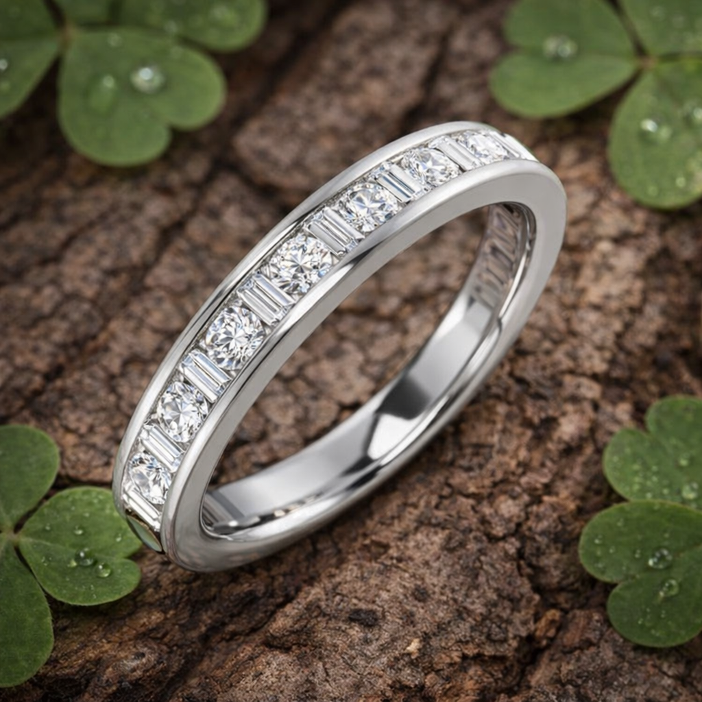 Baguette & Round Cut Half Eternity Ring | 0.5ct to 1ct | Natural & Lab Diamond