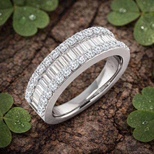 Lab-Grown Diamond Baguette & Round Brilliant Cut Half Eternity Ring | 0.3ct - 6ct