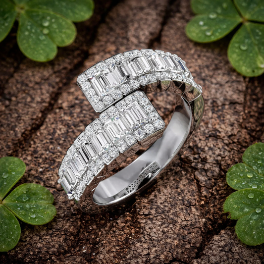 Baguette & Round Diamond Cross-Over Ring | 1 Carat | Lab-Grown & Natural Diamonds