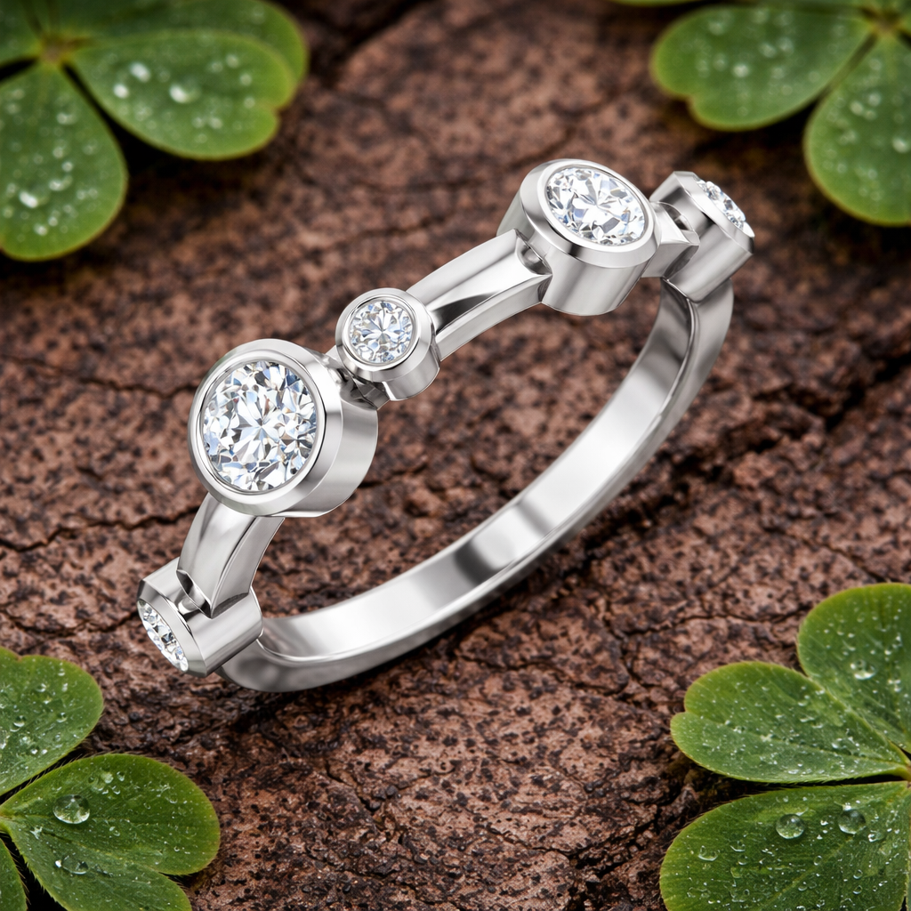 Round Lab Grown Diamond Bubble Ring Platinum UK Hallmarked