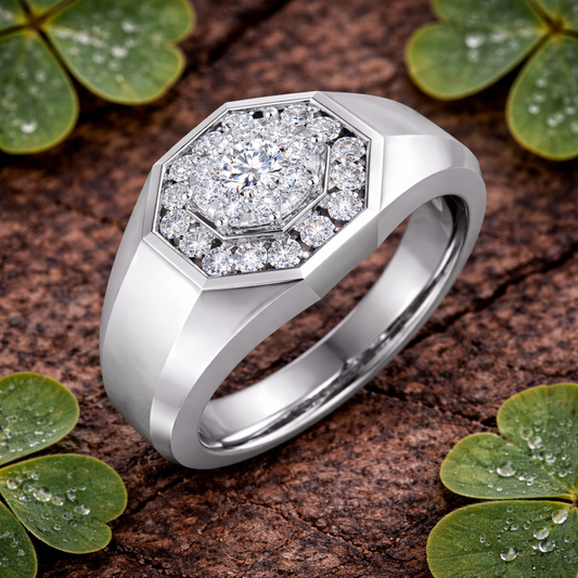 Men's Diamond Cluster Ring | Octagon Design | Lab-Grown & Natural Diamonds