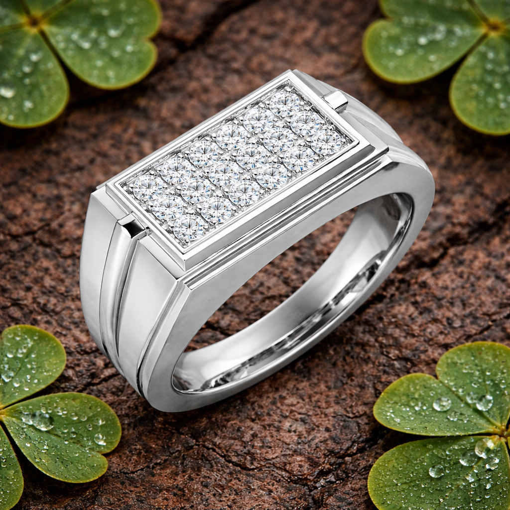 Men's Diamond Signet Ring | Gold & Platinum | Pave Set Diamonds