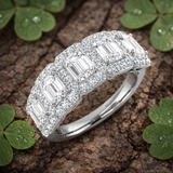 Diamond 5 Stone Emerald & Round Cut Diamond Ring | 2ct - 2.75ct | Natural & Lab