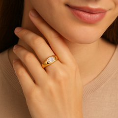 IGI Lab-Grown Oval Diamond Horizontal Bezel Solitaire Engagement Ring