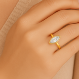 IGI Lab-Grown Marquise Cut Diamond Bezel Set Solitaire Engagement Ring.