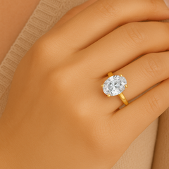 IGI Lab-Grown Oval Diamond 4 Prong Solitaire Engagement Ring, VVS Clarity D Color