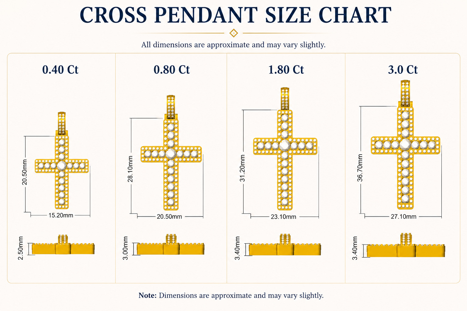 Round Pave Diamond Cross Necklace in Gold or Platinum - UK Made