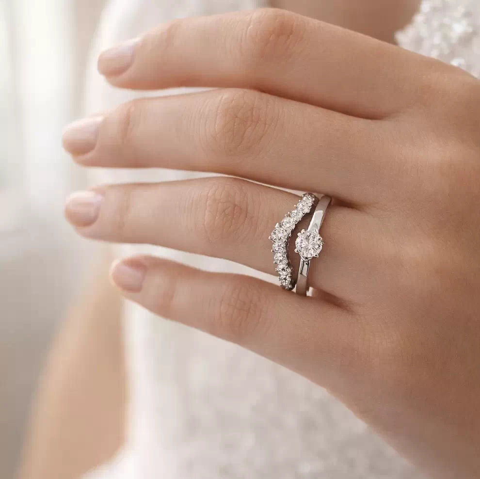 Chevron diamond bridal band UK