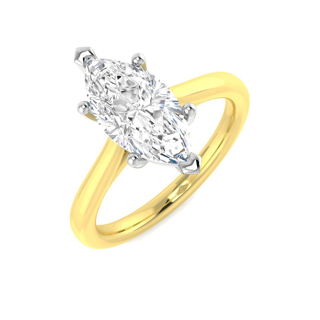 Classic marquise cut diamond solitaire ring with prong setting