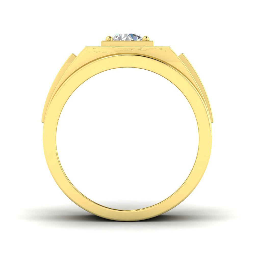 Classic men’s ring with square diamond and halo