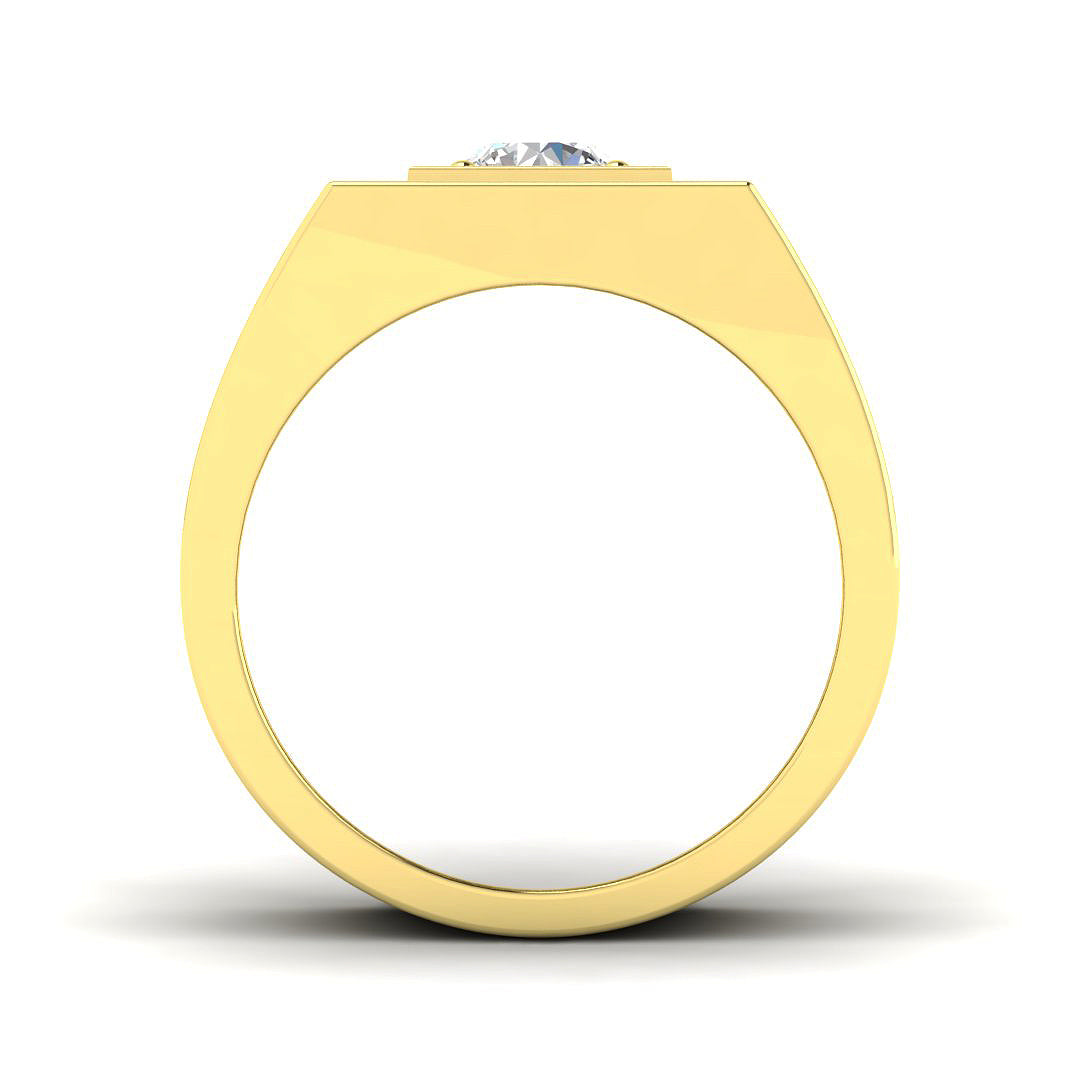 Classic men’s ring with square diamond and halo